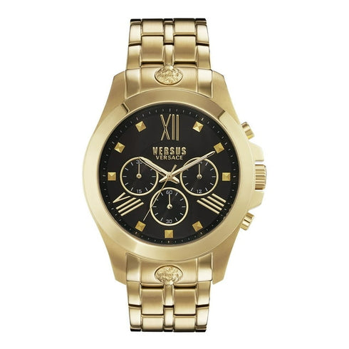 Versus Versace Chronograph Lion Gold Tone Bracelet Watch 44mm
