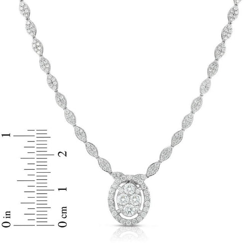 2.95 CT Round Cut Halo Diamond Pendant Necklace in 14K Gold