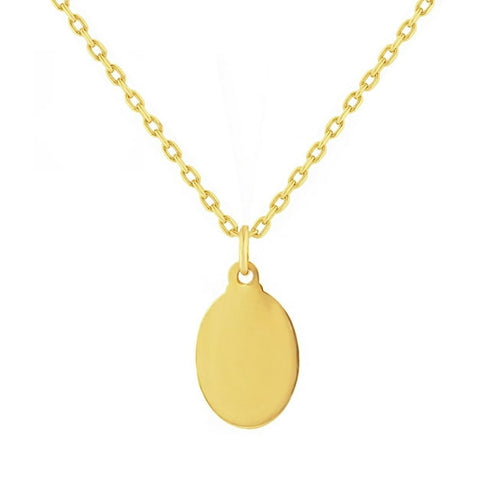 Virgin Mary Oval Pendant Necklace in Solid 14K Gold