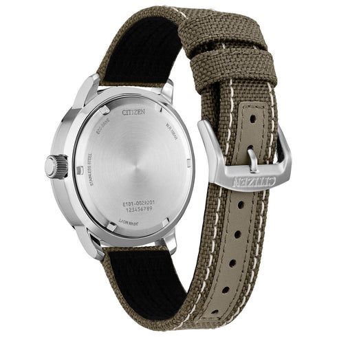 Citizen Eco Drive Weekender Analogue Watch Green Nylon Strap 42mm