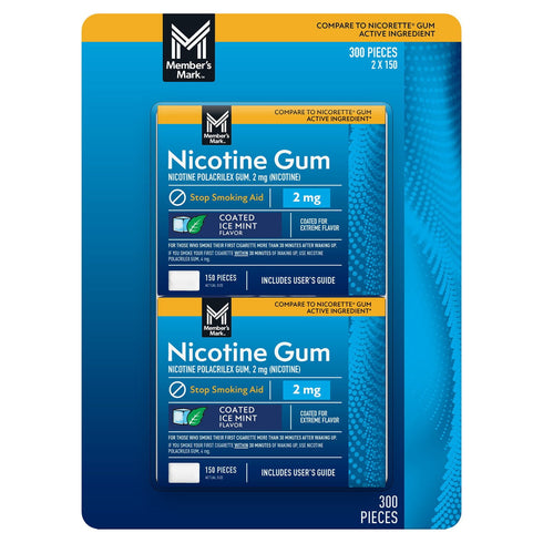 Member’s Mark Nicotine Coated Gum, Choose Your Flavor, 300 Count – Helps Reduce Nicotine Cravings