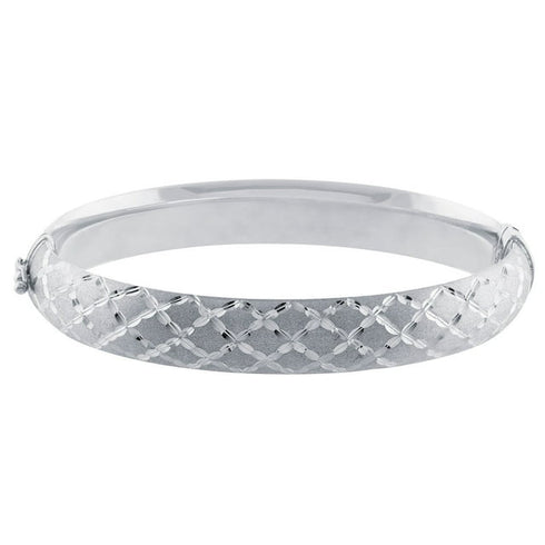 Matching Hoop Earrings and Bangle Bracelet Set in Sterling Silver