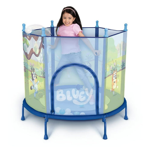 Bluey 4' Kids Trampoline with Soft Play Balls