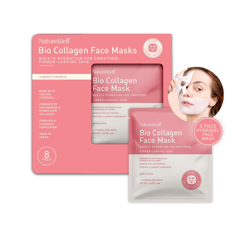 NatureWell Bio Collagen 2-Piece Hydrogel Sheet Face Masks, 8 pk.