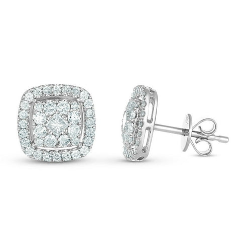 1.20 CT Cushion Diamond Pendant & Earring Set in 14K Gold