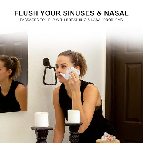 Natural Solution Ceramic Neti Pot Sinus Wash Salt Inhaler