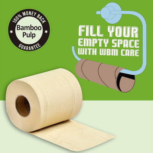 WBM Care Abundance Bamboo Toilet Paper, 10 Super Rolls, 150 Sheets per Roll