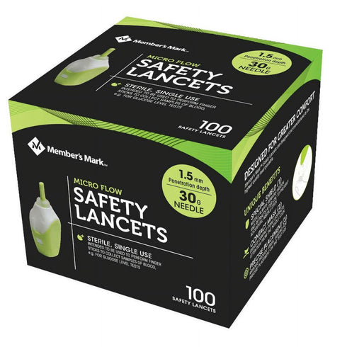 Member’s Mark Micro Flow Safety Lancets, 110 Count – Sterile, Single-Use Blood Sampling Lancets