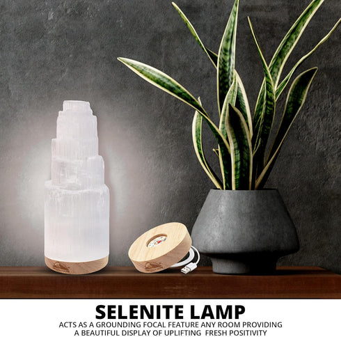 Himalayan Glow Natural Selenite Lamp – Hand-Carved Untreated Crystal, 2–4 lbs | Energy Cleansing & Home Décor