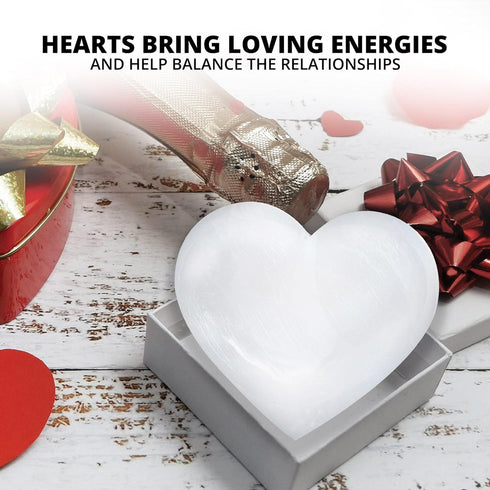 Selenite Crystal Heart Stone 10 cm | HIMALAYAN GLOW