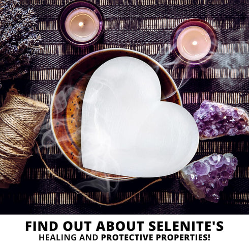 Selenite Crystal Heart Stone 10 cm | HIMALAYAN GLOW