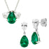 Pear Cut Lab Created Gemstone Earring and Necklace Set in Silver