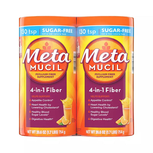 Metamucil 4-in-1 Daily Fiber Supplement Powder, Twin Pack, Fiber Powder, 2 pk./26.6 oz