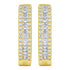 0.46 Carat Baguette and Round Cut Diamond Hoop Earrings in 14K Gold