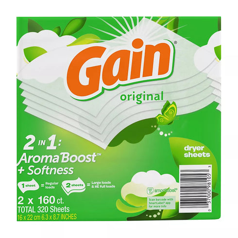 Gain Dryer Sheets with Wrinkle Release - Original Scent, 320 ct.
