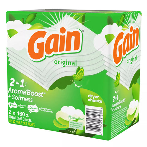 Gain Dryer Sheets with Wrinkle Release - Original Scent, 320 ct.