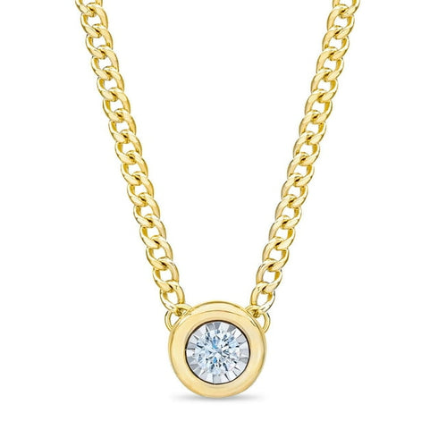 0.18 CT Diamond Bezel Pendant Necklace in 14K Gold