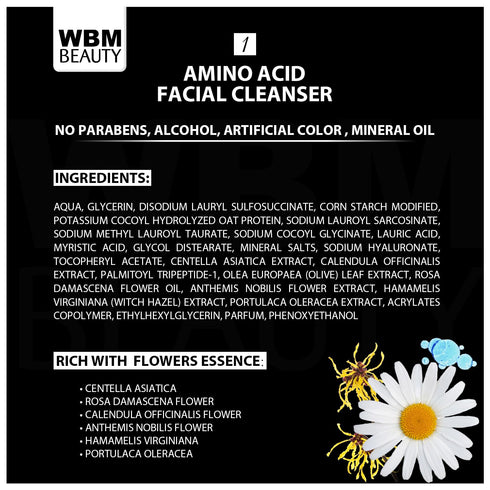 WBM BEAUTY Facial Cleanser with Amino Acid - 4.2 fl oz/120 ml