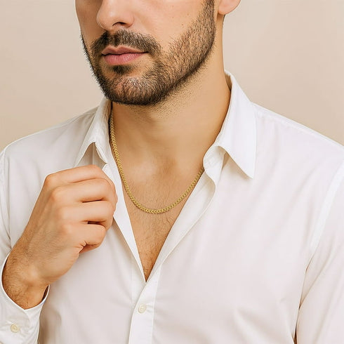 Diamond Cut Franco Chain Necklace in Solid 14K Gold