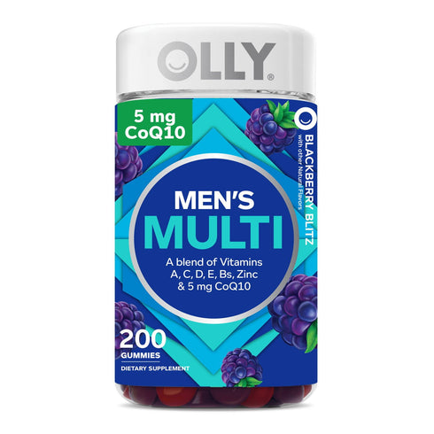 OLLY Men’s Multivitamin Gummy, Blackberry Flavor, 200 Count | Essential Vitamins for Men | Chewable Dietary Supplement