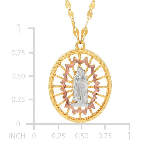 Our Lady of Guadalupe Pendant Necklace in Solid 14K Gold