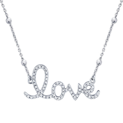 Diamond Identity Necklace in Sterling Silver with Initial Charm