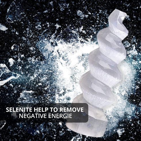 Selenite Crystal Spiral Tower 15 cm | HIMALAYAN GLOW