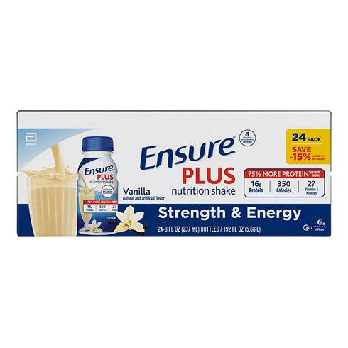 Ensure Plus Vanilla Nutrition Shake, 16g Protein, 24 pk./8 fl. oz