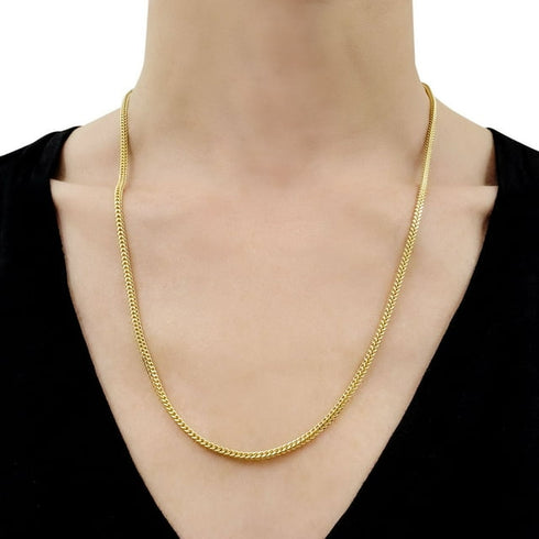 Diamond Cut Franco Chain Necklace in Solid 14K Gold