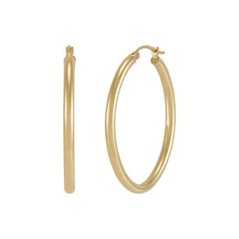 Oval Tube Hoop Earrings in Solid 14K Gold