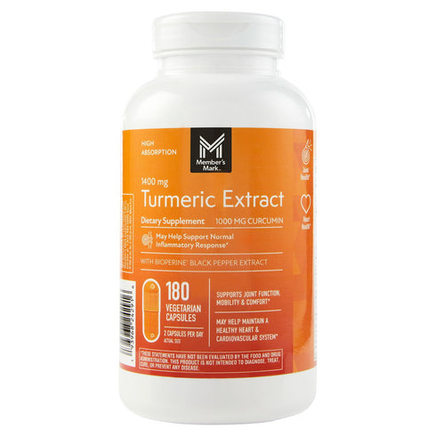 Member’s Mark Turmeric Extract Capsules, 180 Count – Supports Joint, Inflammatory & Antioxidant Health
