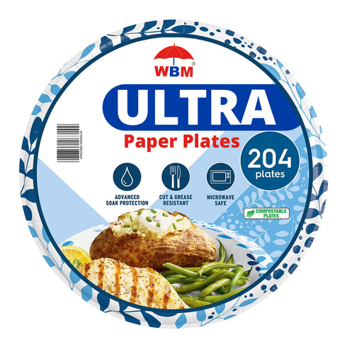 WBM Ultra Dinner Paper Plates, 10", 204 ct.