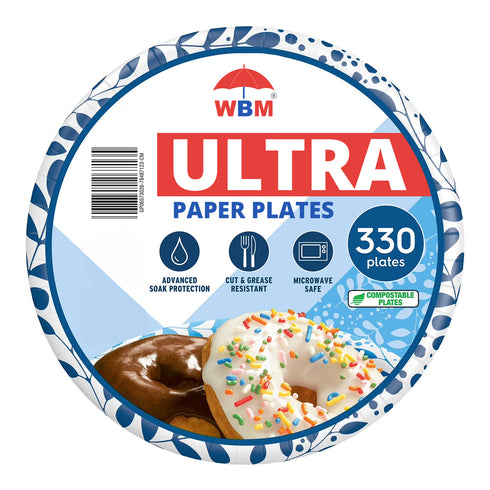 WBM Ultra Dessert/Snack Paper Plates, 6.875", 330 ct.
