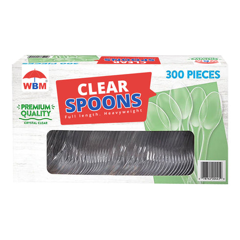 WBM Clear Plastic Spoons, Heavyweight 300 ct.