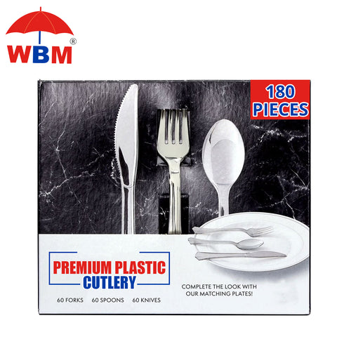 WBM Premium Silver-Look Cutlery Combo 180 ct.