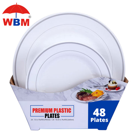 WBM Premium Plastic Heavyweight Plates, Combo Pack 48 ct.
