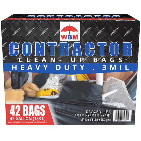 WBM Commercial Contractor 42- Gallon Clean-Up Trash Bags, 42 ct.