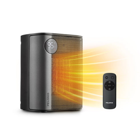 Pelonis Tabletop Digital Ceramic Heater – Digital Thermostat with Remote Control, Black, Portable Space Heater