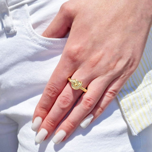 Love Knot Ring in Solid 14K Yellow Gold