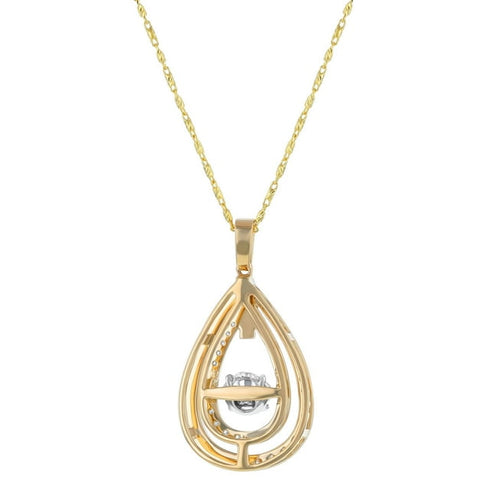 0.75 CT Dancing Diamond Pendant Necklace in 14K Two-Tone Gold