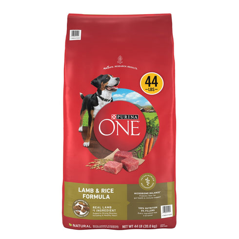 Purina ONE SmartBlend Natural Lamb & Rice Adult Dry Dog Food, 44 lb – Complete & Balanced Nutrition