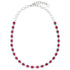 Pear Cut Lab Created Gemstone Halo Tennis Necklace in Sterling Silver