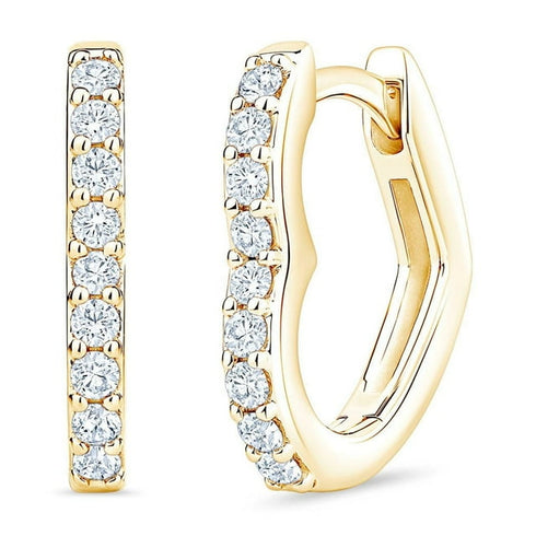 0.23 Carat Total Weight Heart Shaped Diamond Hoop Earrings in 14K Gold