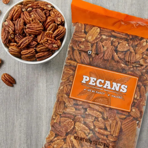 Premium Pecan Halves, 2 lbs - Premium Fancy Baking Nuts for Cooking, Snacking, Salads, Desserts, Resealable Bag