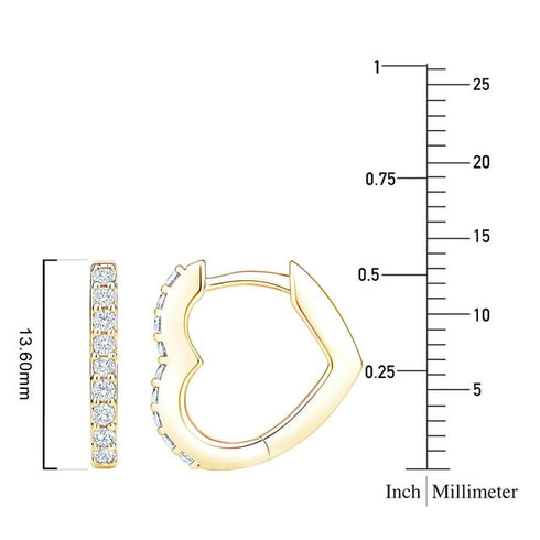 0.23 Carat Total Weight Heart Shaped Diamond Hoop Earrings in 14K Gold