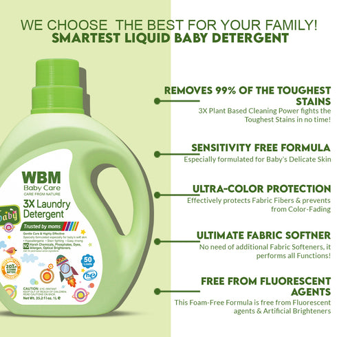 WBM Baby Care Baby Laundry Detergent Liquid Soap, 35.2 fl oz