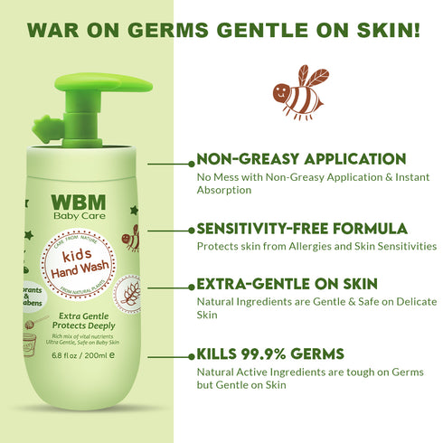 WBM Baby Care Hand Wash for Babies, Extra Gentle & protection Deeply, 6.8 fl oz