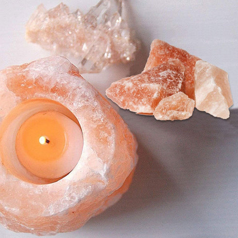 Himalayan Glow Natural Salt Candle Holder – Hand-Carved Pink Himalayan Salt for Home Décor