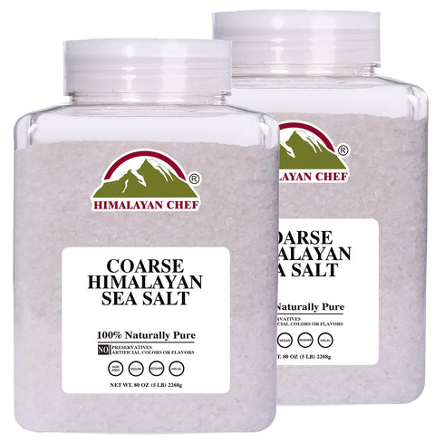 Himalayan Chef Sea Salt, Coarse Grain, 5 Pound Plastic Jar | 2 Pack
