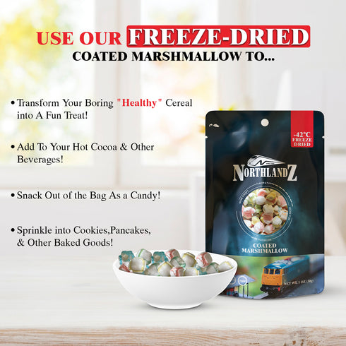 NORTHLANDZ Freeze Dried Candy, COATED MARSHMALLOW - 10 Bags